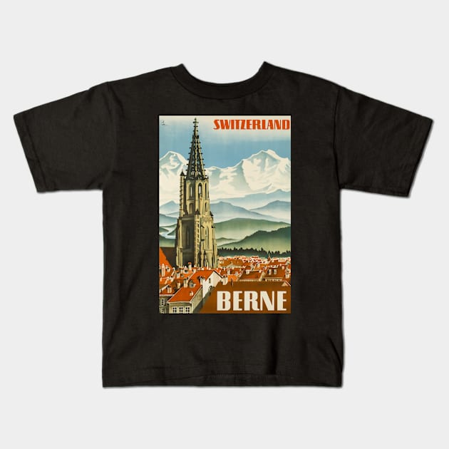 Berne,Switzerland,Travel Poster Kids T-Shirt by BokeeLee